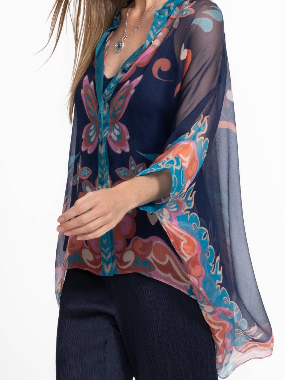 Jade by Johnny Was Katia oversized Silk Blouse - Picture 2 of 9